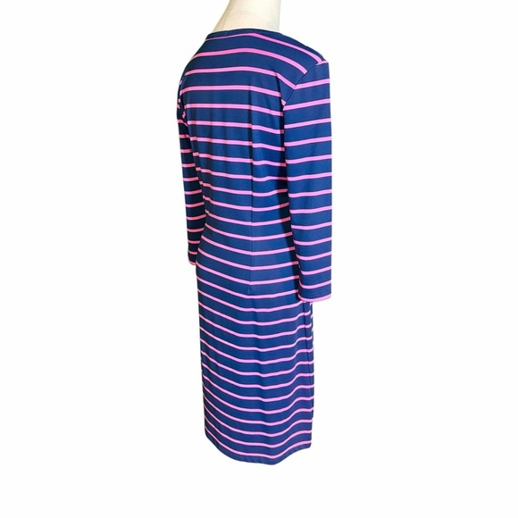 J. McLaughlin ‘Lynn’ Henley Dress in Navy Blue & Pink Stripe with Button Bust S - Picture 10 of 14